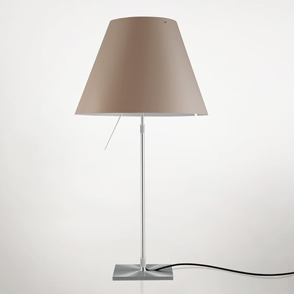 Luceplan COSTANZA D13i table telescopic stem - on/off - aluminum body and hazelnut shade
