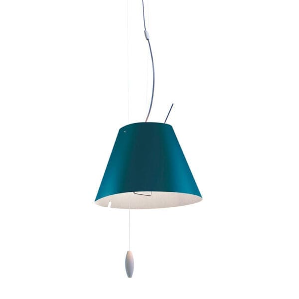 Luceplan COSTANZINA D13spi suspension - counterweight painted white and and petrol blue shade