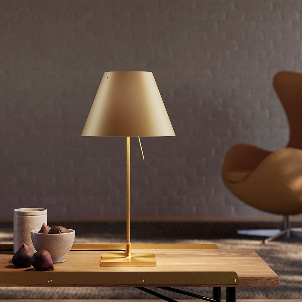 Luceplan COSTANZINA D13pi table - with black base and bright yellow shade - Image 2