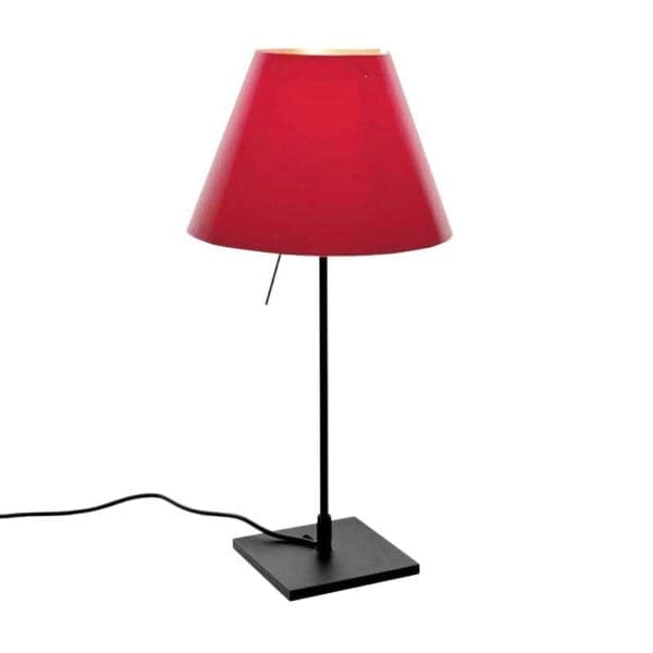 Luceplan COSTANZINA D13pi table - with black base and primary red shade