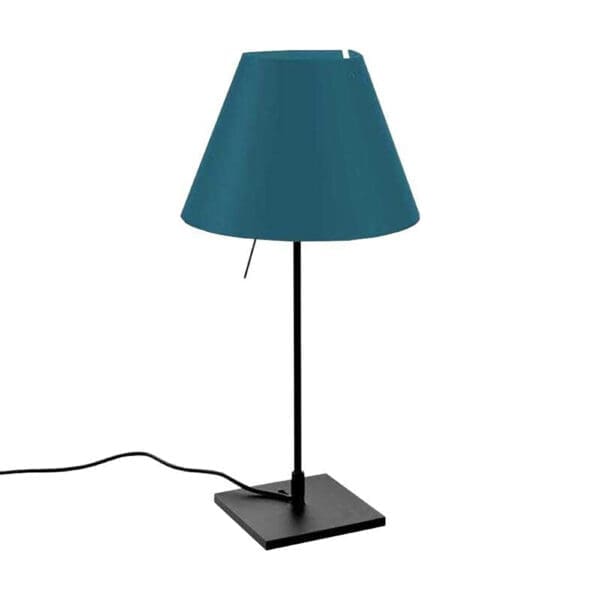 Luceplan COSTANZINA D13pi tavolo - con base nero e paralume blu petrolio