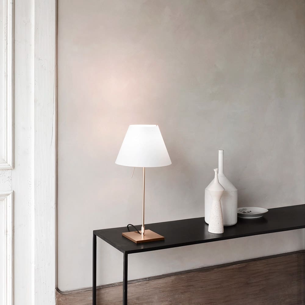 Luceplan COSTANZINA D13pi tavolo - con base alluminio e paralume rosa mistico - immagine 2