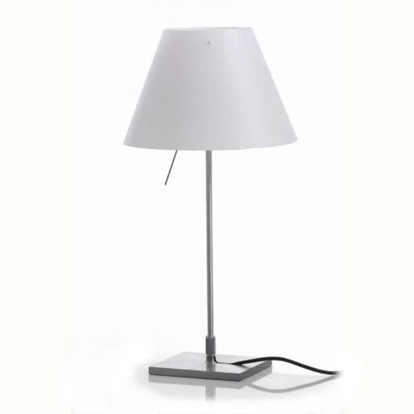 Luceplan COSTANZINA D13pi table - with aluminum base and fog white shade