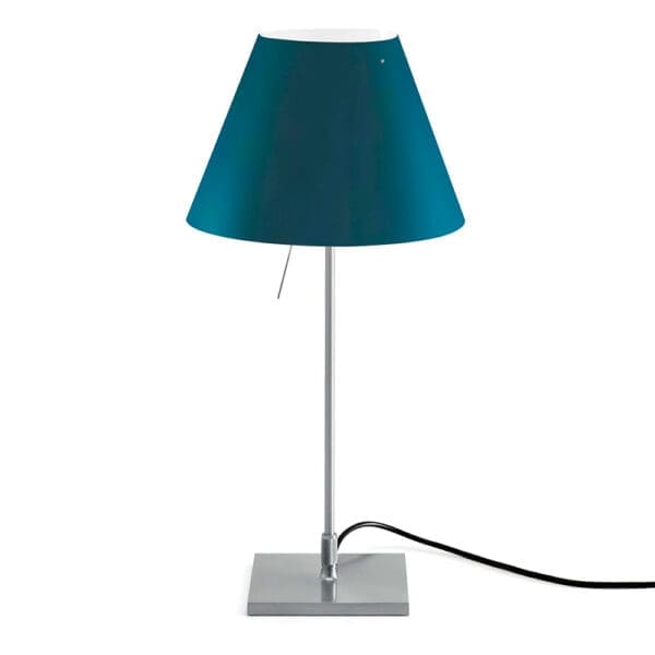 Luceplan COSTANZINA D13pi tavolo - con base alluminio e paralume blu petrolio