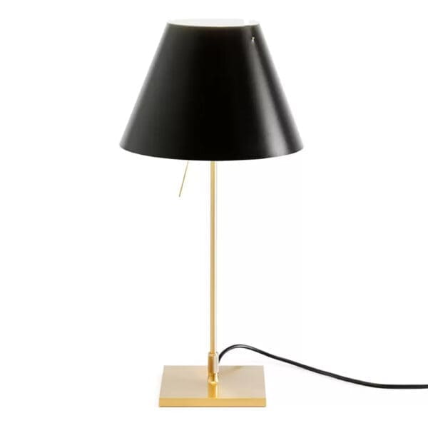 Luceplan COSTANZINA D13pi table - with brass base and black liquorice shade