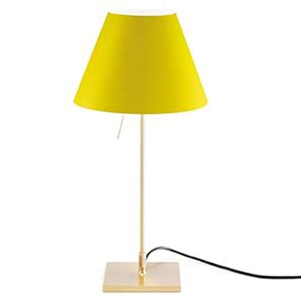 Luceplan COSTANZINA D13pi table - with brass base and bright yellow shade
