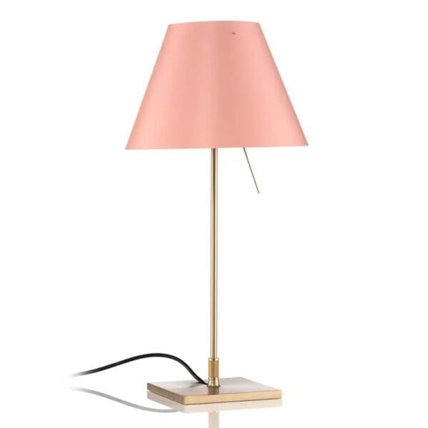 Luceplan COSTANZINA D13pi tavolo - con base ottone e paralume rosa mistico