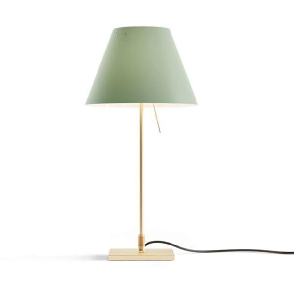 Luceplan COSTANZINA D13pi table - with brass base and  alchemy green shade