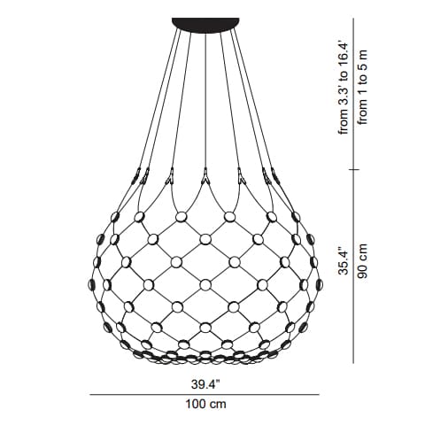Luceplan MESH suspension D100 5m - black - Image 3
