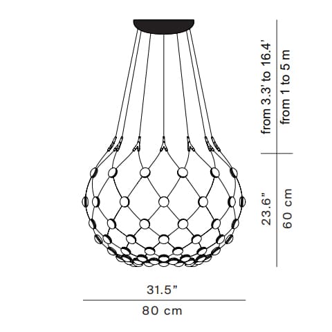 Luceplan MESH suspension D80 2m - wireless - black - Image 3