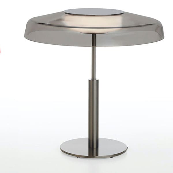 Oluce DORA - tavolo - nichel nero satinato e vetro fumè