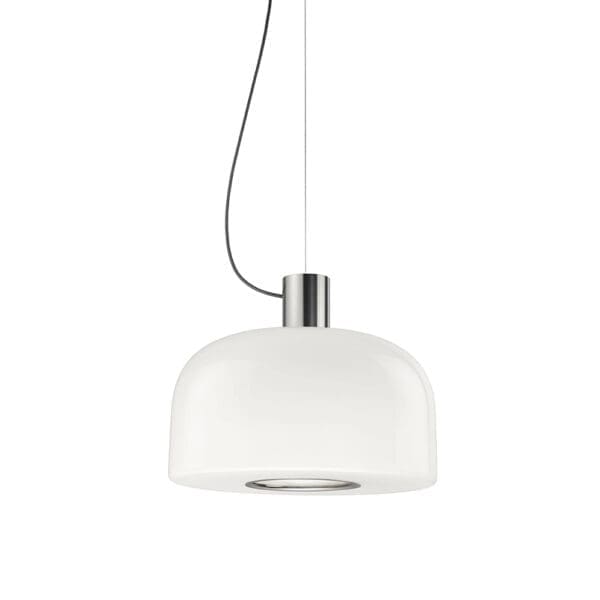 Flos BELLHOP GLASS S2 suspension - white glass and bright aluminium