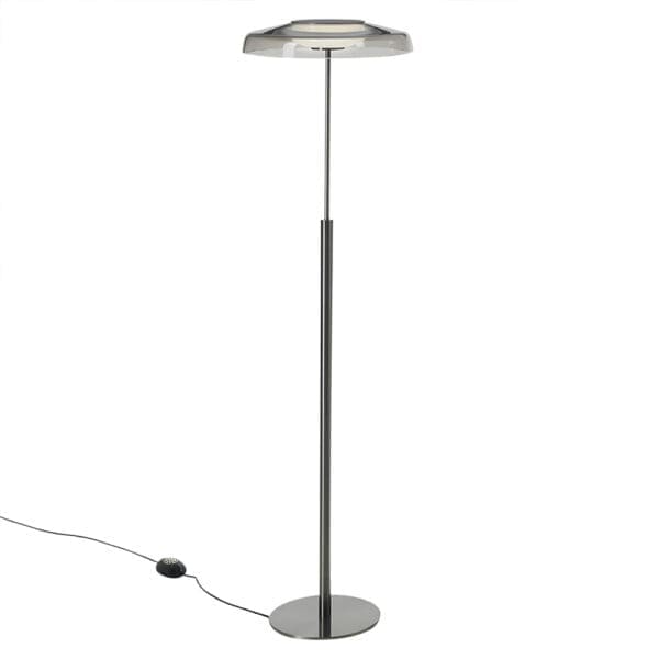 Oluce DORA floor - satin black nickel and smoked glass