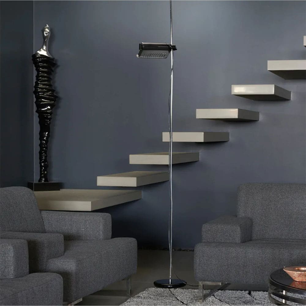 Oluce COLOMBO floor - black and chrome rod - Image 2