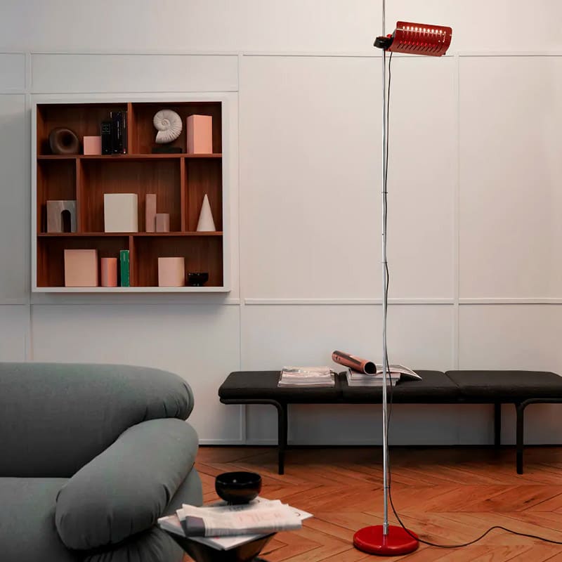 Oluce COLOMBO floor - scarlet red and chrome rod - Image 2