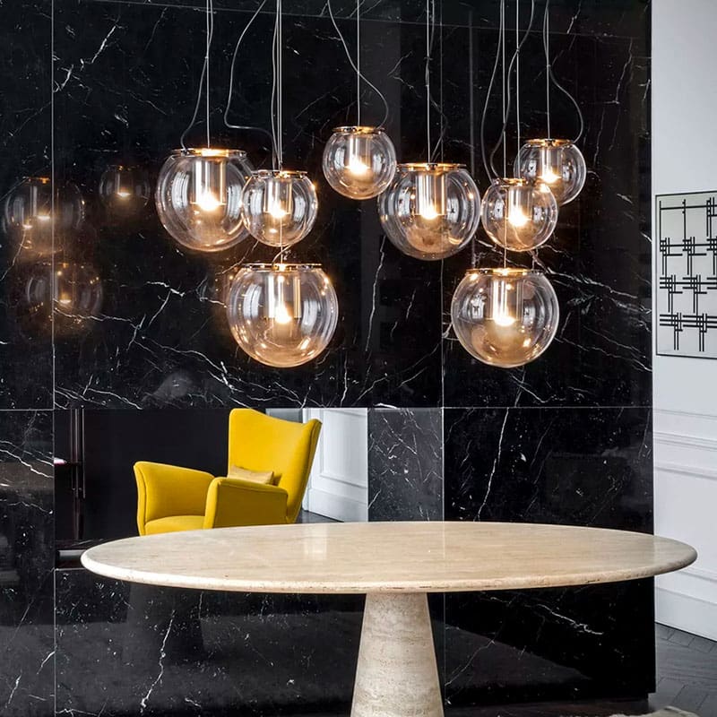 Oluce THE GLOBE 827 sospensione - oro satinato bronzo anodizzato - immagine 2