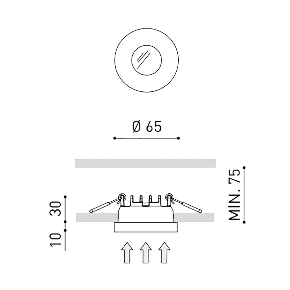 Arkoslight PUCK RECESSED S DIM DALI/PUSH - 3000K - bianco strutturato - immagine 3