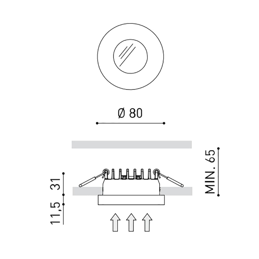 Arkoslight PUCK RECESSED M - 2700K - nero strutturato - immagine 3