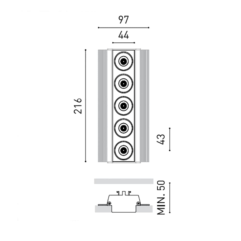 Arkoslight BLACK FOSTER TRI 5 SPOT - DIM DALI 2700K - nero e oro metallizzato - immagine 3