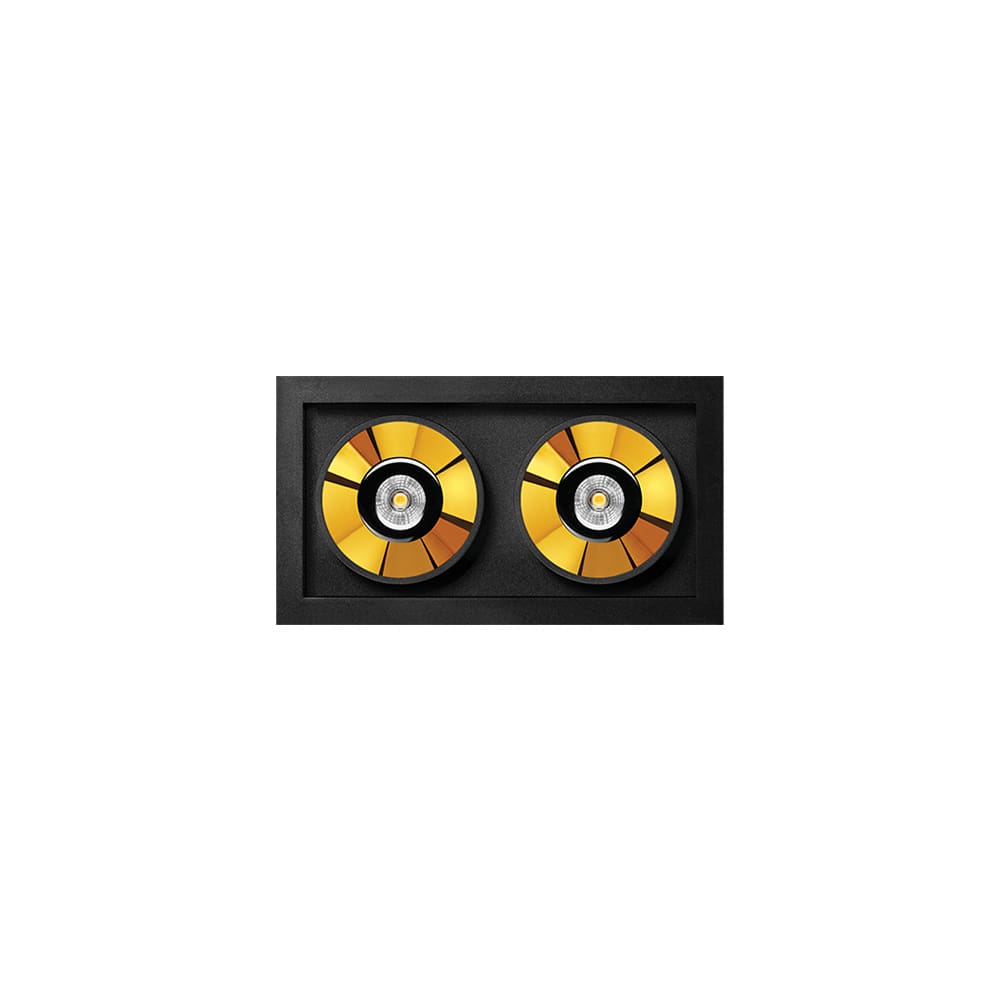 Arkoslight BLACK FOSTER RECESSED 2 SPOT - 3000K - nero e oro metallizzato