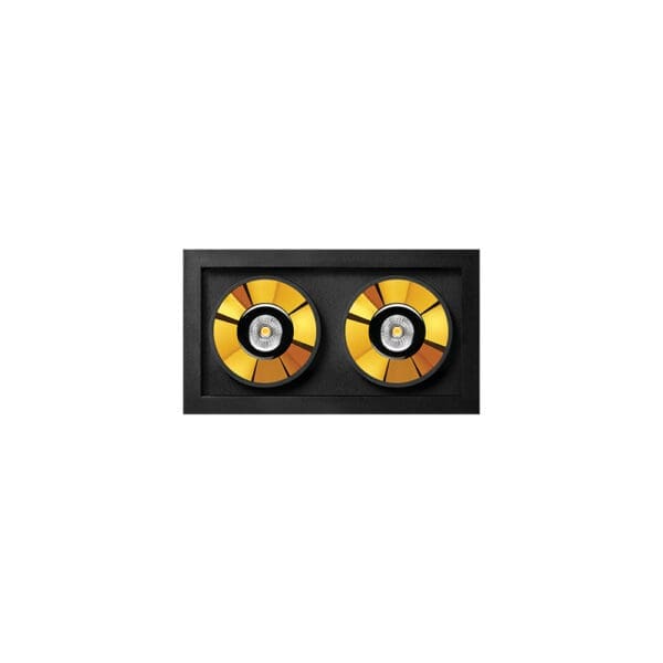 Arkoslight BLACK FOSTER RECESSED 2 SPOT DIM DALI - 2700K - nero e oro metallizzato