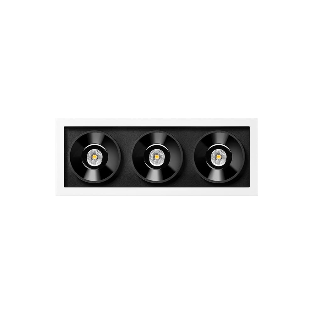 Arkoslight BLACK FOSTER RECESSED 3 SPOT - 2700K - black and white
