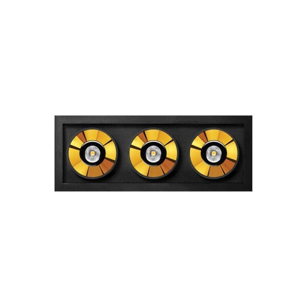 Arkoslight BLACK FOSTER RECESSED 3 SPOT DIM DALI - 2700K - nero e oro metallizzato