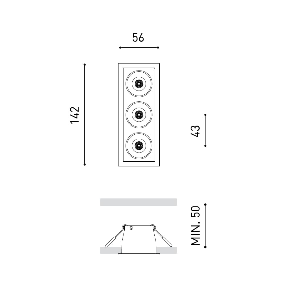 Arkoslight BLACK FOSTER RECESSED 3 SPOT DIM DALI - 3000K - nero - immagine 3