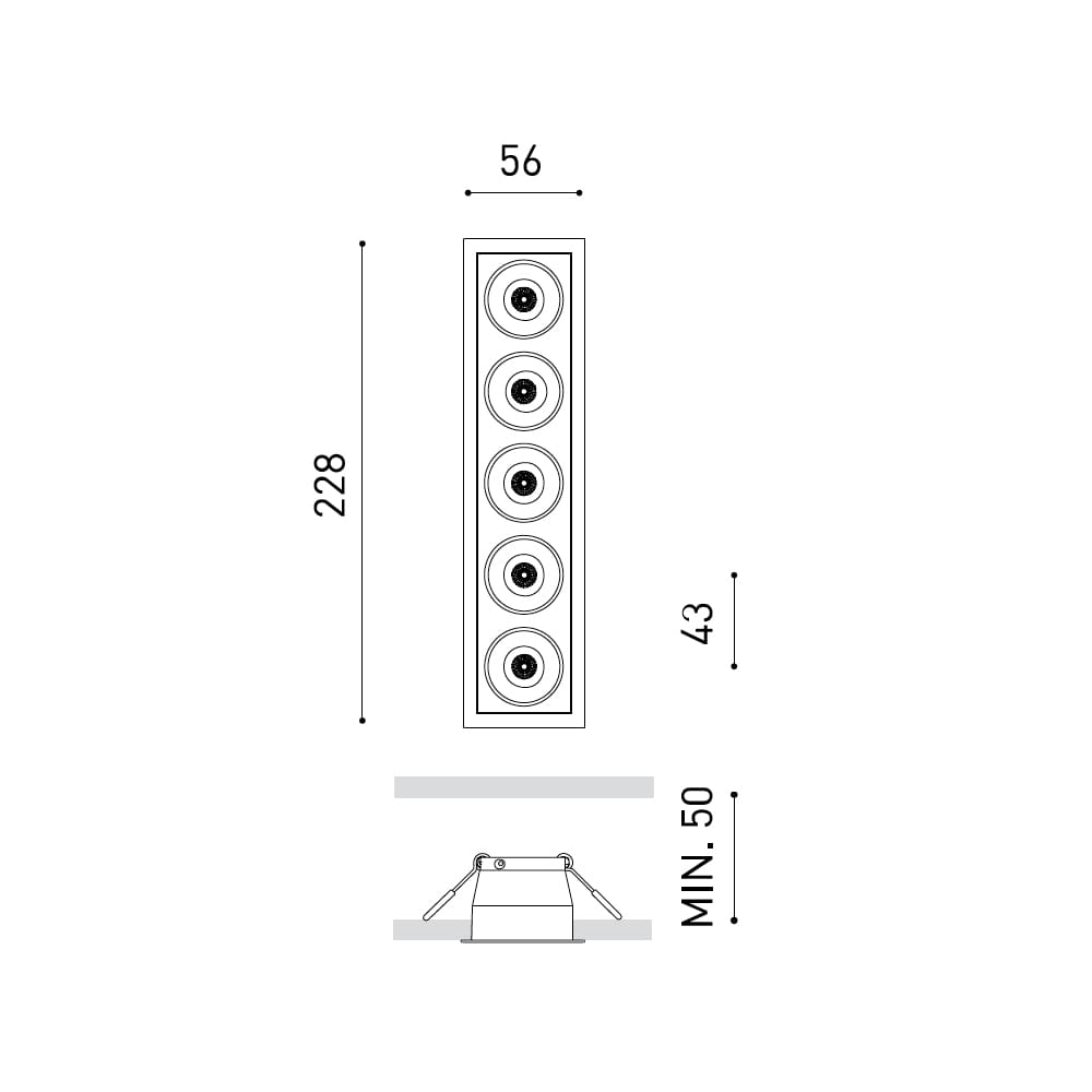 Arkoslight BLACK FOSTER RECESSED 5 SPOT DIM DALI - 2700K - nero - immagine 3