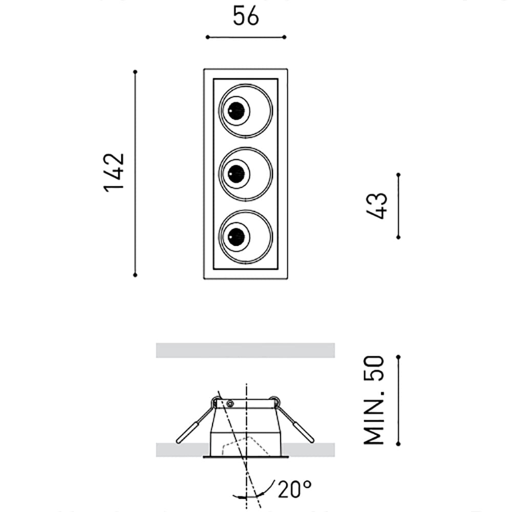 Arkoslight BLACK FOSTER Asymmetric Recessed 3 DIM DALI - 2700K - bianco e nero - immagine 3
