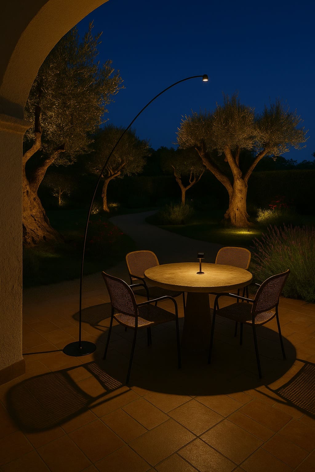 come illuminare tavolo esterno - lampada da terra