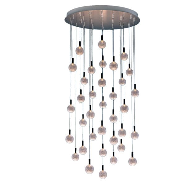 Catellani & Smith PAR 18 CHANDELIER - 35x Ø8 - acciaio satinato e vetro irregolare trasparente