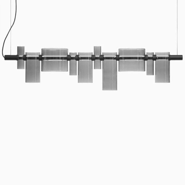 Oluce DANCING GLASS - sospensione - vetro grigio fumè