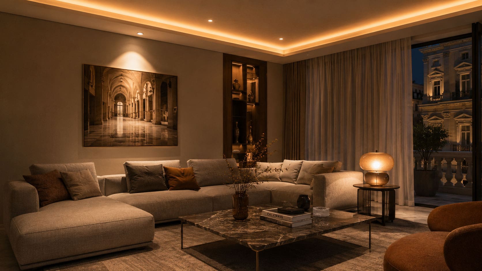illuminazione Salotto moderno con atmosfera accogliente