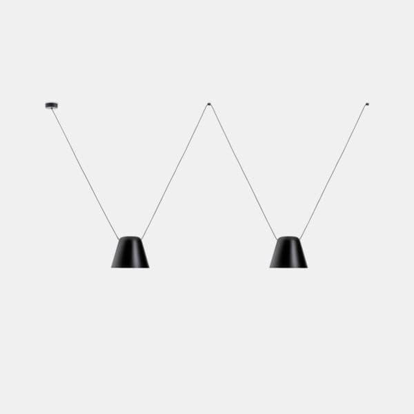LEDS C4 - Lampada a sospensione Attic Double Conic Shape 2200mm - Nero