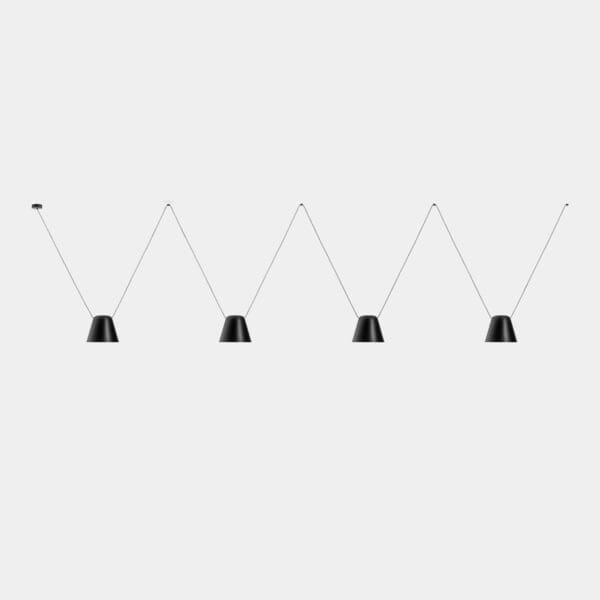 LEDS C4 - Lampada a sospensione Attic 4 Bodies Conic Shape Side 1200mm - Nero