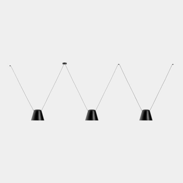 LEDS C4 - Lampada a sospensione Attic 3 Bodies Conic Shape 2200mm - Nero