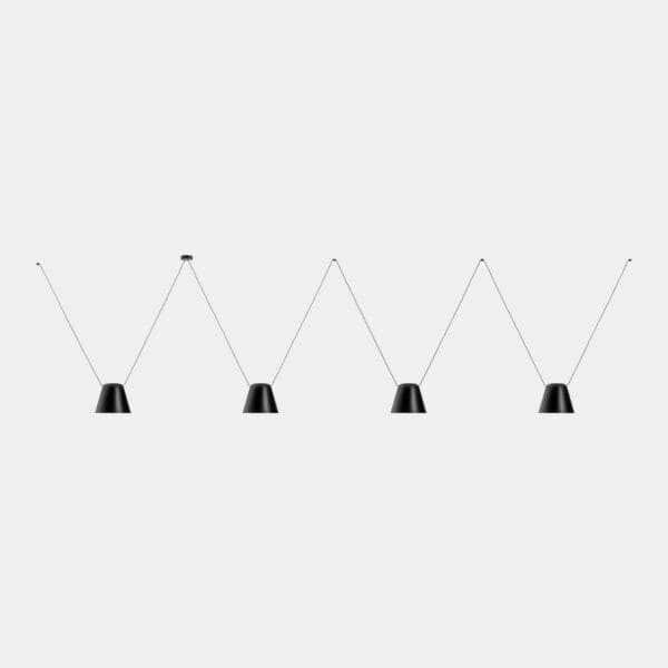 LEDS C4 - Lampada a sospensione Attic 4 Bodies Conic Shape Central 1200mm - Nero