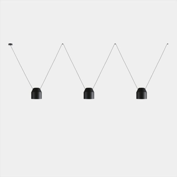 LEDS C4 - Lampada a sospensione Attic 3 Bodies Hexagonal Shape Side 2200mm - Nero