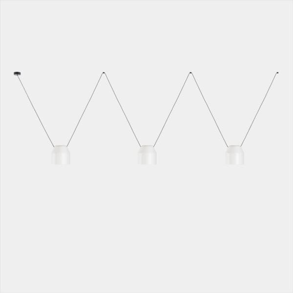 LEDS C4 - Lampada a sospensione Attic 3 Bodies Hexagonal Shape Side 2200mm - Bianco