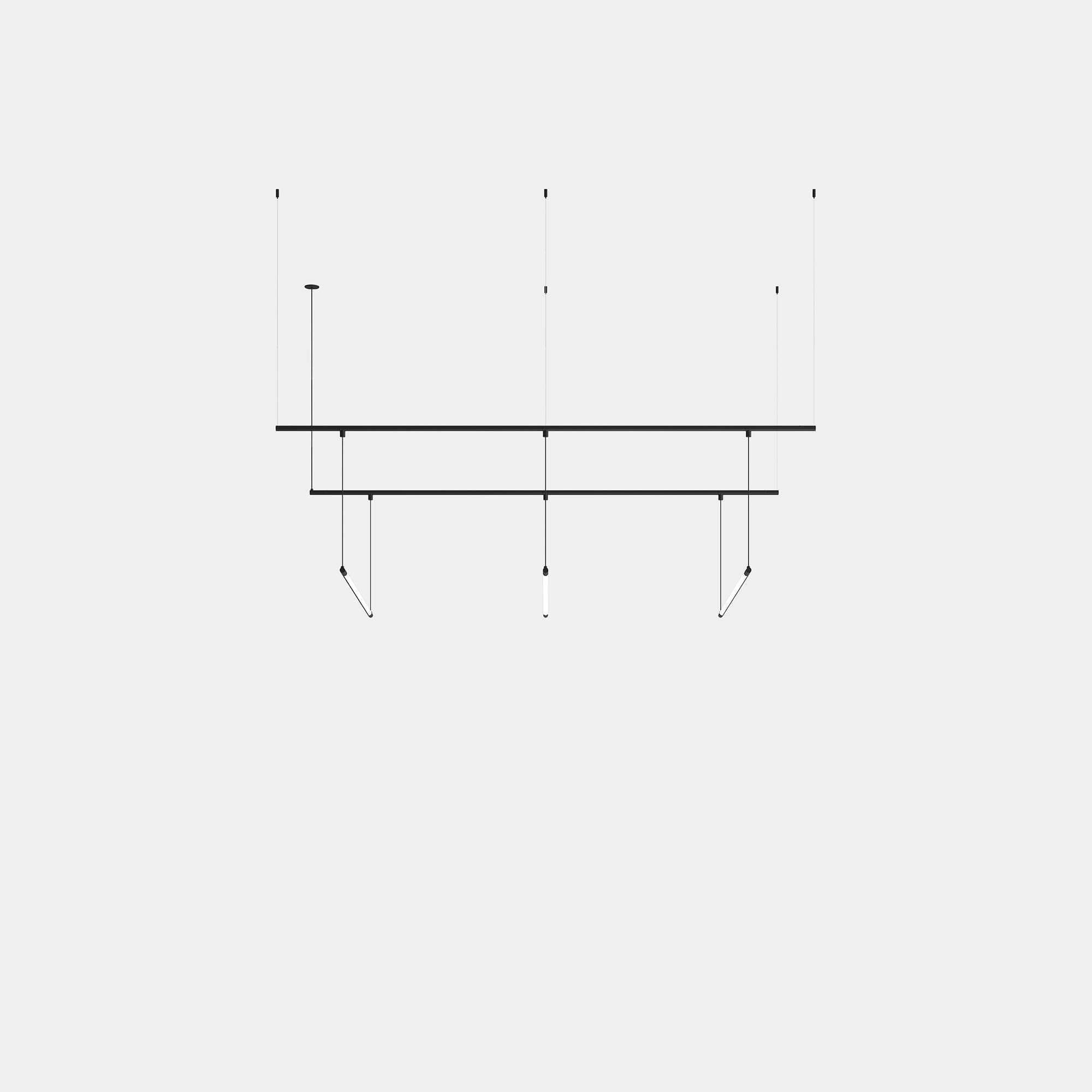 LEDS C4 - Lampada a sospensione Tubs Modular Track With 3 Lineal - Nero