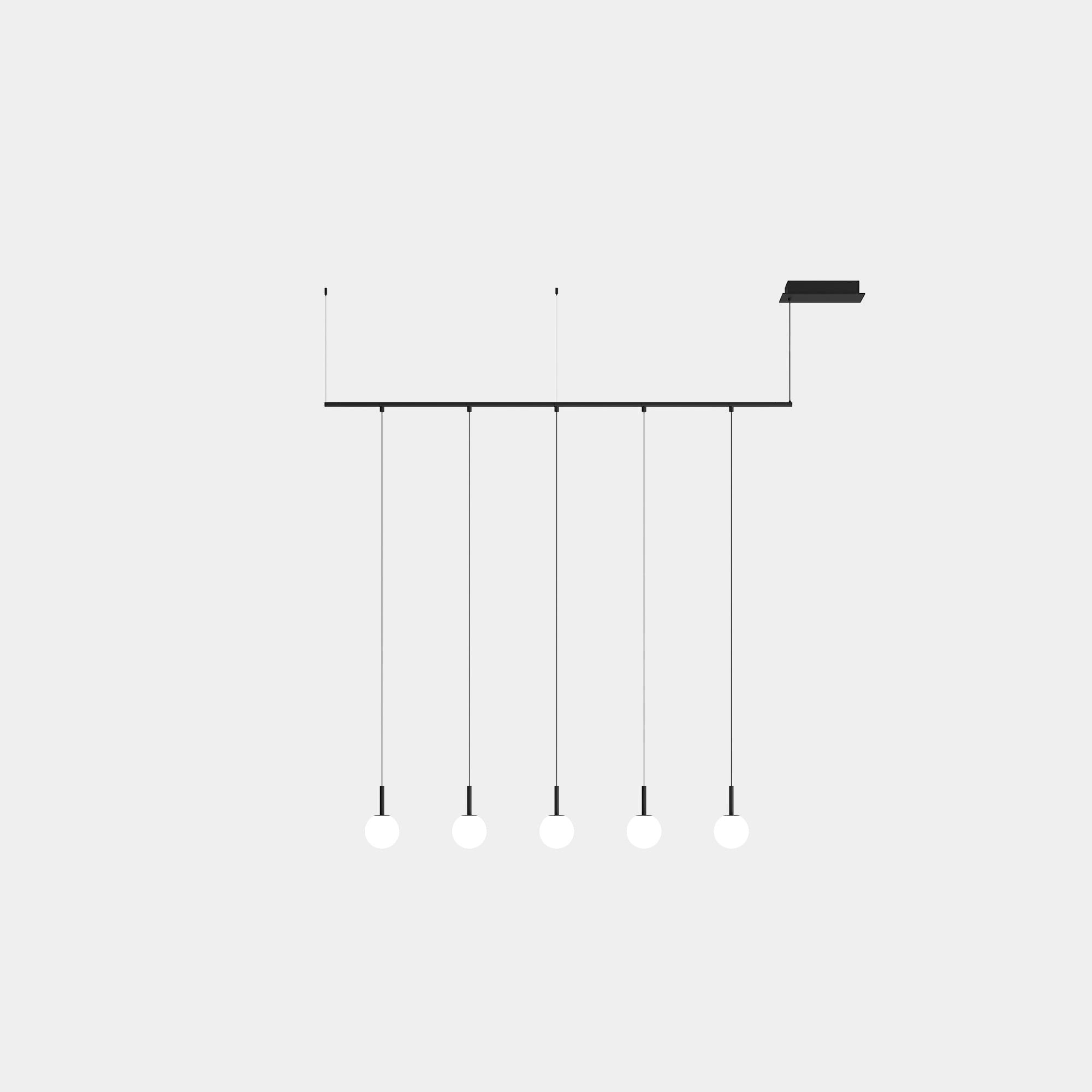 LEDS C4 - Lampada a sospensione Tubs Modular Track With 5 Spheres - Nero