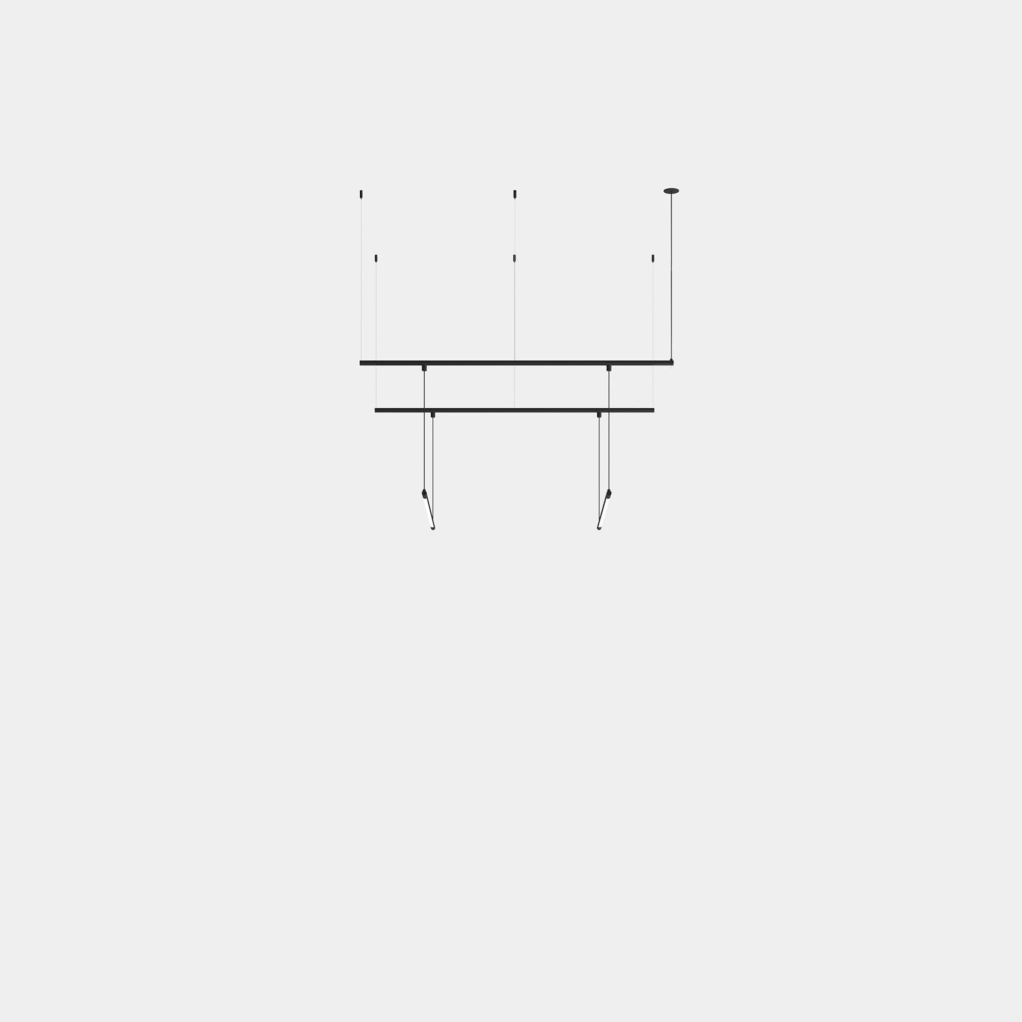LEDS C4 - Lampada a sospensione Tubs Modular Track With 2 Lineal - Nero