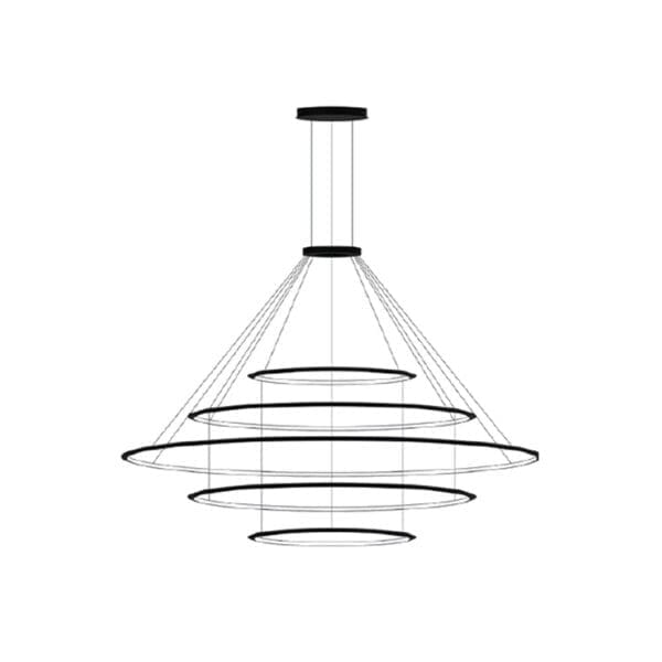 LEDS C4 - Lampada a sospensione Circular Inward 5 Rings (ø1200 Ø2000 Ø3000 Ø2000 Ø1200) - Nero