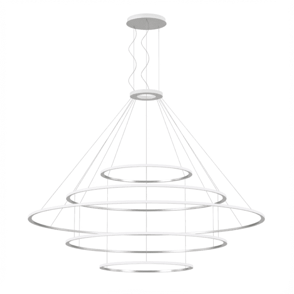 LEDS C4 - Lampada a sospensione Circular Inward 5 Rings (ø1200 Ø2000 Ø3000 Ø2000 Ø1200) - Bianco