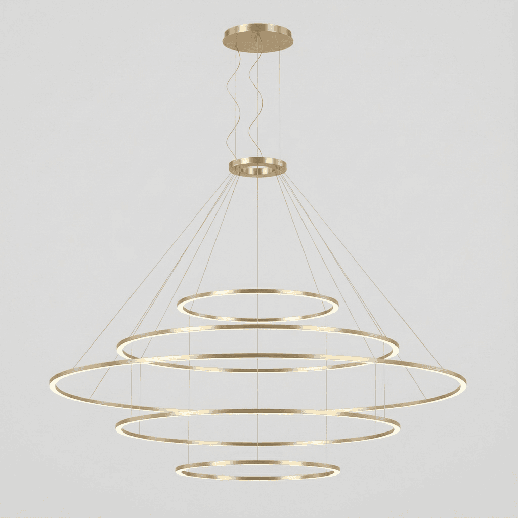 LEDS C4 - Lampada a sospensione Circular Inward 5 Rings (ø600 Ø1200 Ø2000 Ø1200 Ø600) - Oro