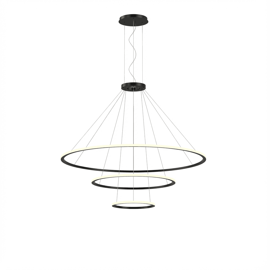 LEDS C4 - Lampada a sospensione Circular Inward 3 Rings (ø2000 Ø1200 Ø600) - Nero
