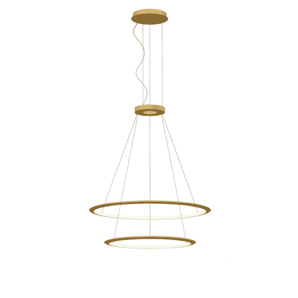 LEDS C4 - Lampada a sospensione Circular Inward Double Rings (ø1200 Ø900) - Oro