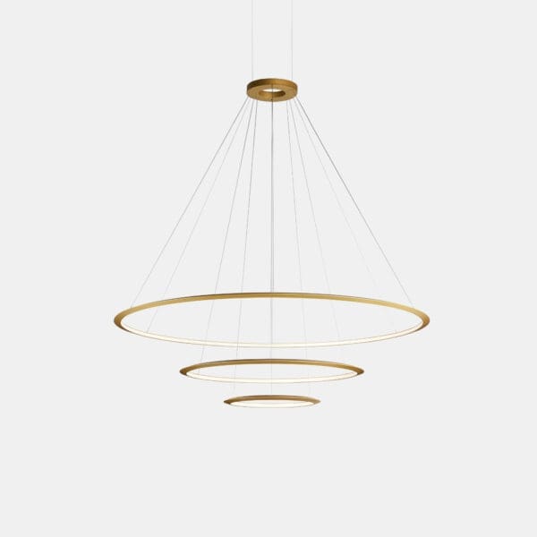 LEDS C4 - Lampada a sospensione Circular Inward Double Rings (ø1200 Ø900) - Oro