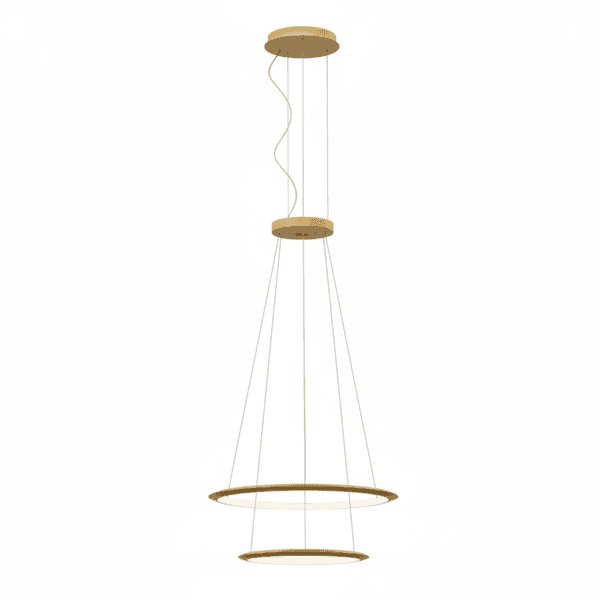 LEDS C4 - Lampada a sospensione Circular Inward Double Rings (ø900 Ø600) - Oro